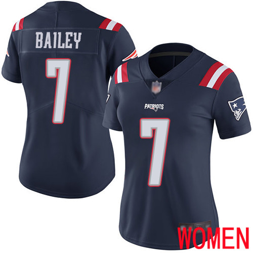 New England Patriots Football #7 Rush Vapor Untouchable Limited Navy Blue Women Jake Bailey NFL Jersey->women nfl jersey->Women Jersey